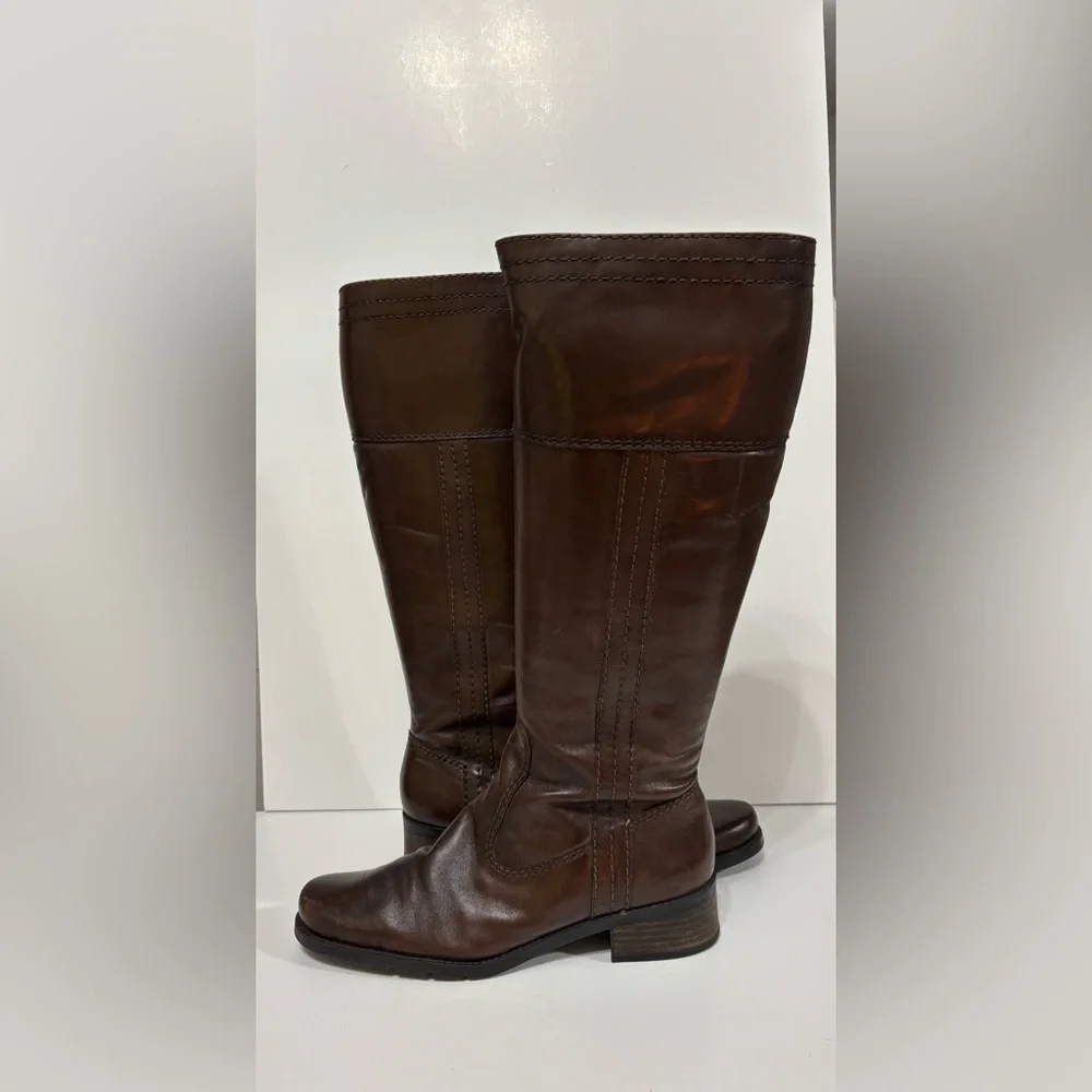 Bandolino Dark Brown Leather  Riding Boots Size 8.5